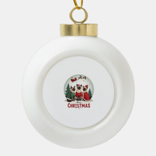 Frohe Weihnachten Drei Weihnachtsmann Elf Rentier  Keramik Kugel-Ornament