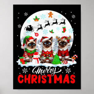 Frohe Weihnachten Drei Weihnachtsmann Elf Rentier  Poster