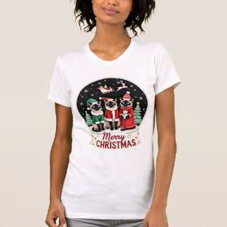 Frohe Weihnachten Drei Weihnachtsmann Elf Rentier  T-Shirt