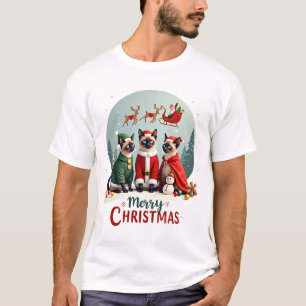 Frohe Weihnachten Drei Weihnachtsmann Elf Rentier T-Shirt