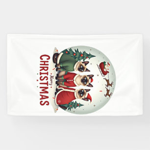 Frohe Weihnachten Drei Weihnachtsmann-Elf-Rentiere Banner