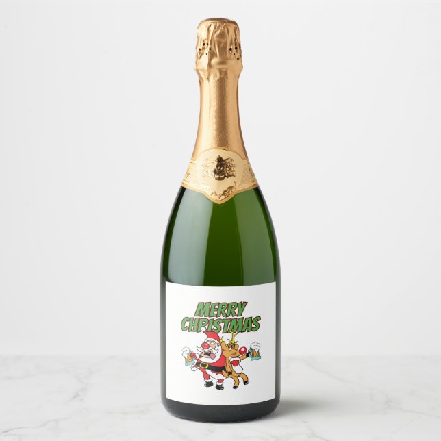 Frohe Weihnachten Drunken Santa Claus Reindeer Bie (Vorderseite)