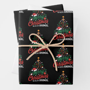 Frohe Weihnachten du dreckiges Tier Lustiges Weihn Geschenkpapier Set
