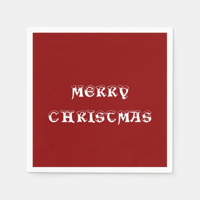 Frohe Weihnachten Dunkelrot Papier Napkin Serviette (Vorderseite)