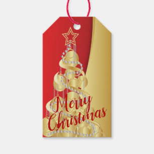 Frohe Weihnachten - Dunkelrot und Gold Geschenkanhänger