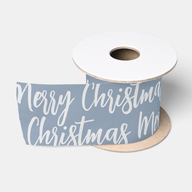 Frohe Weihnachten Dusty Blue Winter Holiday Satinband (Spule)