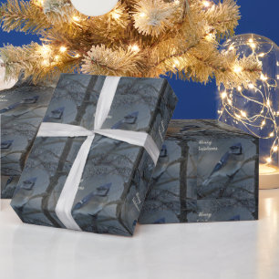 Frohe Weihnachten - Eastern Blue Jay Geschenkpapier