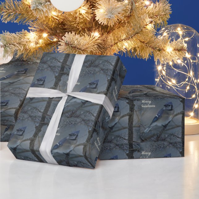 Frohe Weihnachten - Eastern Blue Jay Geschenkpapier (Feiertage)