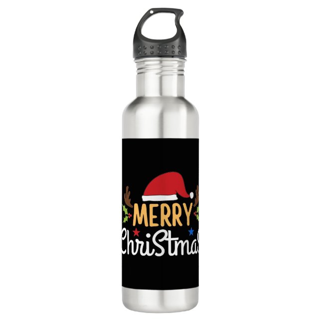 Frohe Weihnachten Edelstahlflasche (Vorderseite)