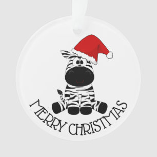 Frohe Weihnachten EDS Warrior Zebra Ribbon Ornament