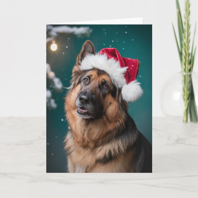 Frohe Weihnachten ein deutscher Schäferhund in San Karte (Vorderseite)