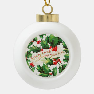 Frohe Weihnachten & ein glückliches neues Jahr Hol Keramik Kugel-Ornament