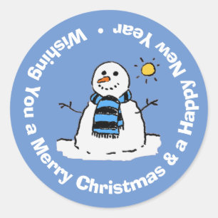 Frohe Weihnachten & ein glückliches neues Jahr. Runder Aufkleber