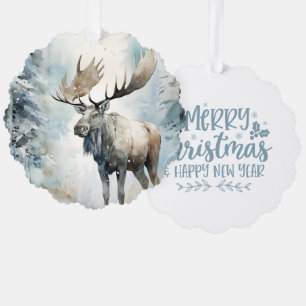 Frohe Weihnachten, ein glückliches neues Jahr Wald Ornament Karte