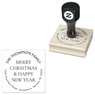 Frohe Weihnachten, ein gutes neues Jahr Rücksendea Gummistempel