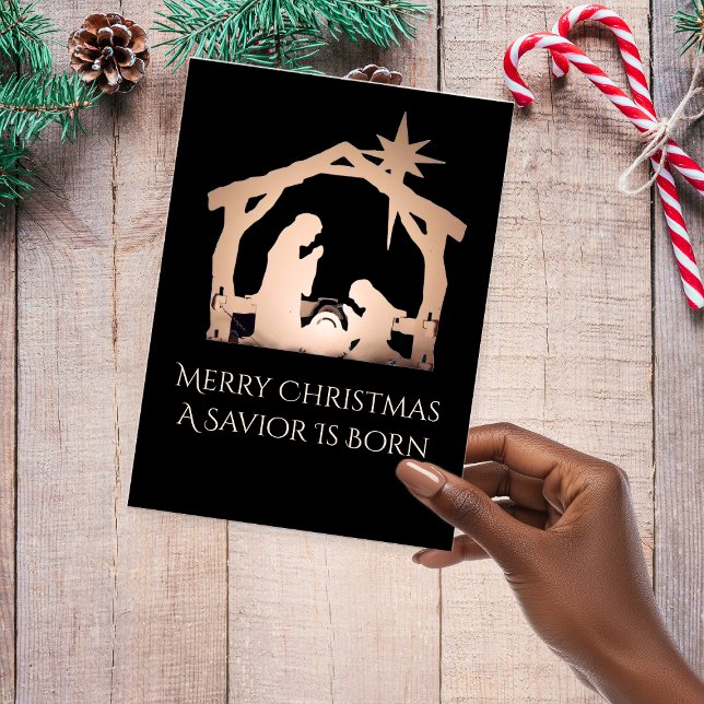 Frohe Weihnachten ein Retter ist Geborene Geburt (Merry Christmas A Savior Is Born Nativity Holiday Postcard)