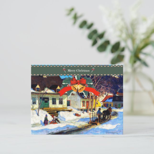 Frohe Weihnachten, eine Quebec Village Street Postkarte (Stehend Vorderseite)