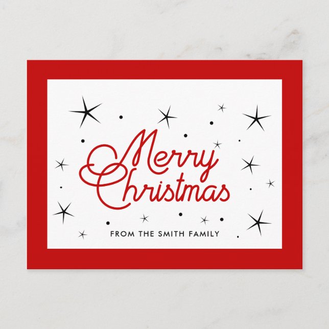 Frohe Weihnachten einfach rot und weiß Postkarte (Vorderseite)