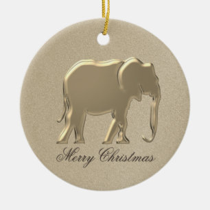 Frohe Weihnachten Einfache Elephant Gold Keramikornament
