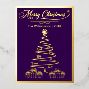 Frohe Weihnachten einfache Gold Tree, Geschenke, N Folien Feiertagspostkarte