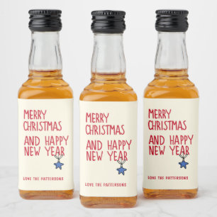 Frohe Weihnachten Einfache moderne Typografie Alkoholflaschenetikett