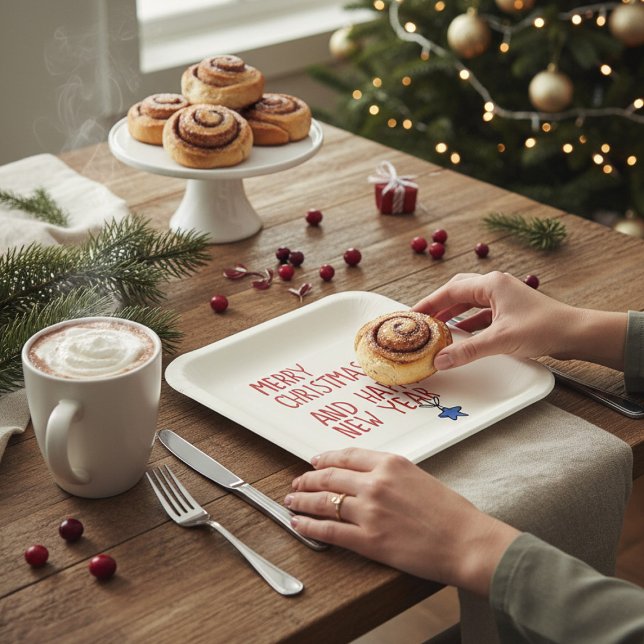 Frohe Weihnachten Einfache moderne Typografie Pappteller (Von Creator hochgeladen)