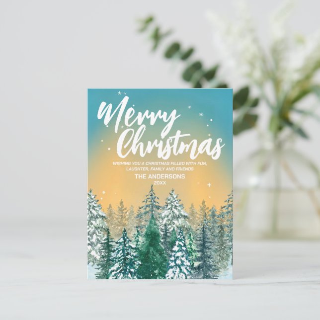 Frohe Weihnachten Einfache Moderne weiße Drehbuchr Postkarte (Stehend Vorderseite)