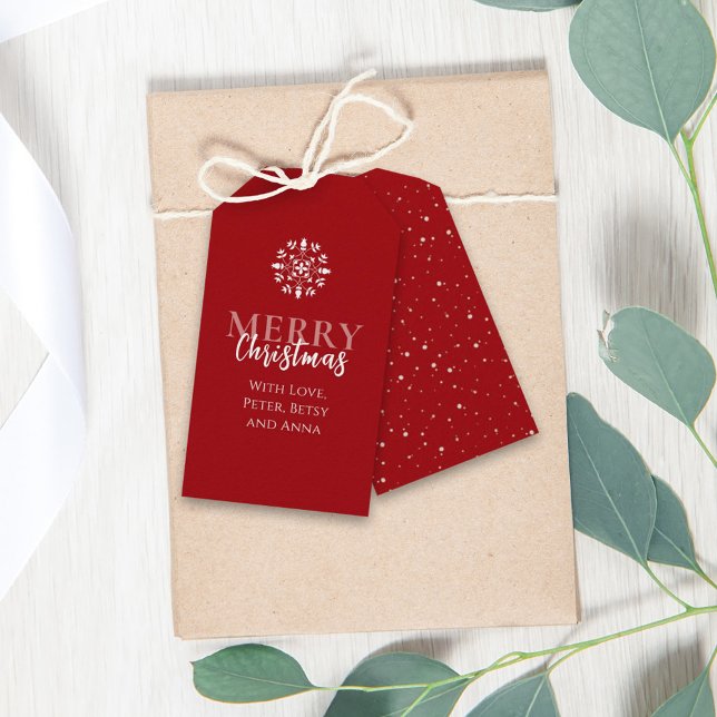 Frohe Weihnachten Einfache Niedliche rote Elegante Geschenkanhänger (Von Creator hochgeladen)