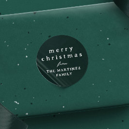 Frohe Weihnachten einfache rustikale dunkelgrüne F Runder Aufkleber