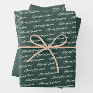 Frohe Weihnachten einfachen klassischen dunkelgrün Geschenkpapier Set