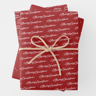 Frohe Weihnachten einfachen klassischen roten Urla Geschenkpapier Set