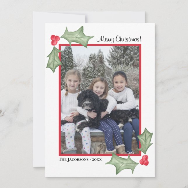 Frohe Weihnachten Einfaches Aquarellbild-Foto (Vorderseite)