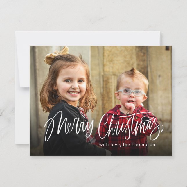 Frohe Weihnachten Einfaches Foto Red Holiday Card (Vorderseite)