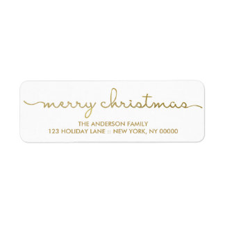 Frohe Weihnachten einfaches Gold Hand Letter Label