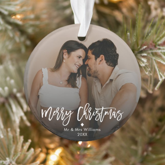 Frohe Weihnachten Einfaches Minimalistisches Coupl Ornament (Baum)