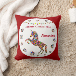 Frohe Weihnachten Einhorn Glitzer Personalize Kissen