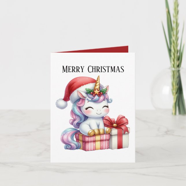 Frohe Weihnachten Einhorn-Nachricht (Vorderseite)