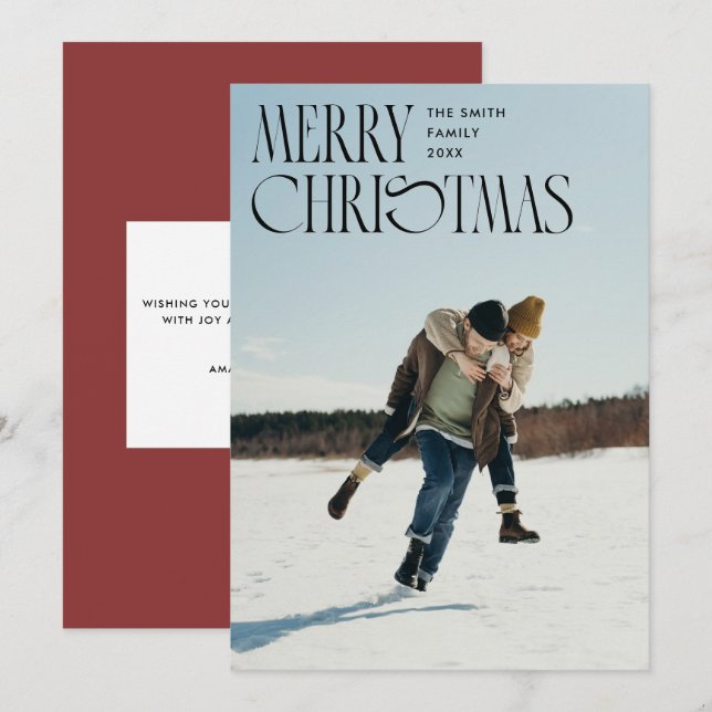 Frohe Weihnachten Einzigartiges Typografie-Foto (Vorne/Hinten)