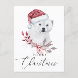 Frohe Weihnachten. Eisbär Feiertagspostkarte