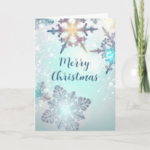 Frohe Weihnachten Eisblaue Schneeflocke Karte