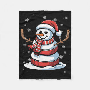 Frohe Weihnachten Eishockey Schneemann Feiertags S Fleecedecke