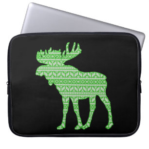 FROHE WEIHNACHTEN ELCH GRÜN HIRSCH LAPTOPSCHUTZHÜLLE
