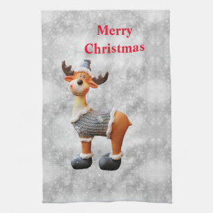 Frohe Weihnachten Elch mit Hut Geschirrtuch