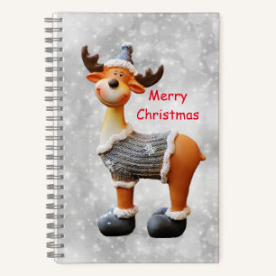 Frohe Weihnachten Elch mit Hut Notizbuch