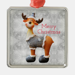 Frohe Weihnachten Elch mit Hut      Ornament Aus Metall