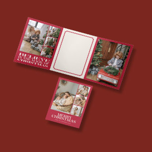 Frohe Weihnachten Elegant 10 Foto Fett Rot Dreifach Gefaltete Urlaubskarte