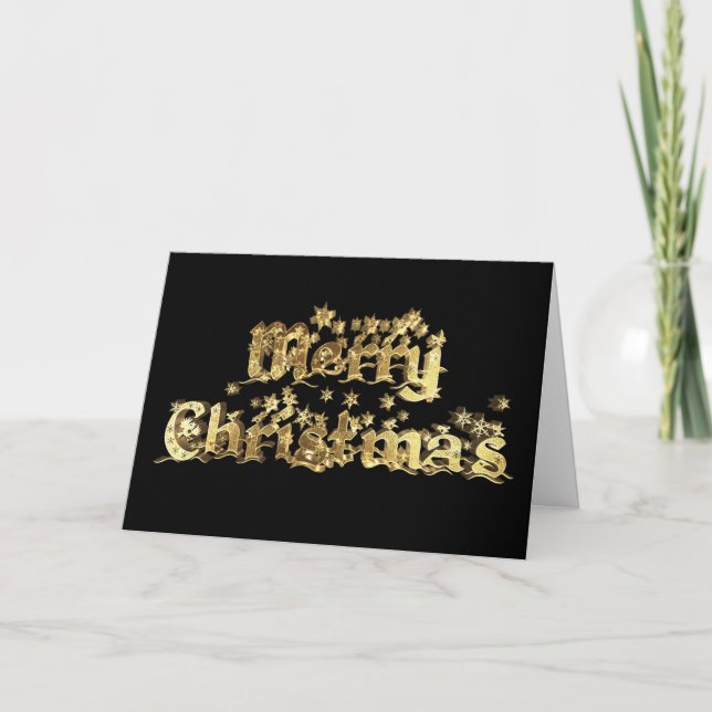 Frohe Weihnachten Elegant Black Gold Star Typograf (Vorderseite)