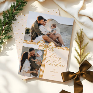 Frohe Weihnachten Elegant Bow & Ribbon Foto Collag
