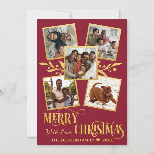 Frohe Weihnachten Elegant Gold Foto Collage   (Vorderseite)