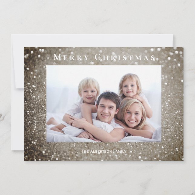 Frohe Weihnachten Elegant Gold Glitzer Rotes Foto (Vorderseite)